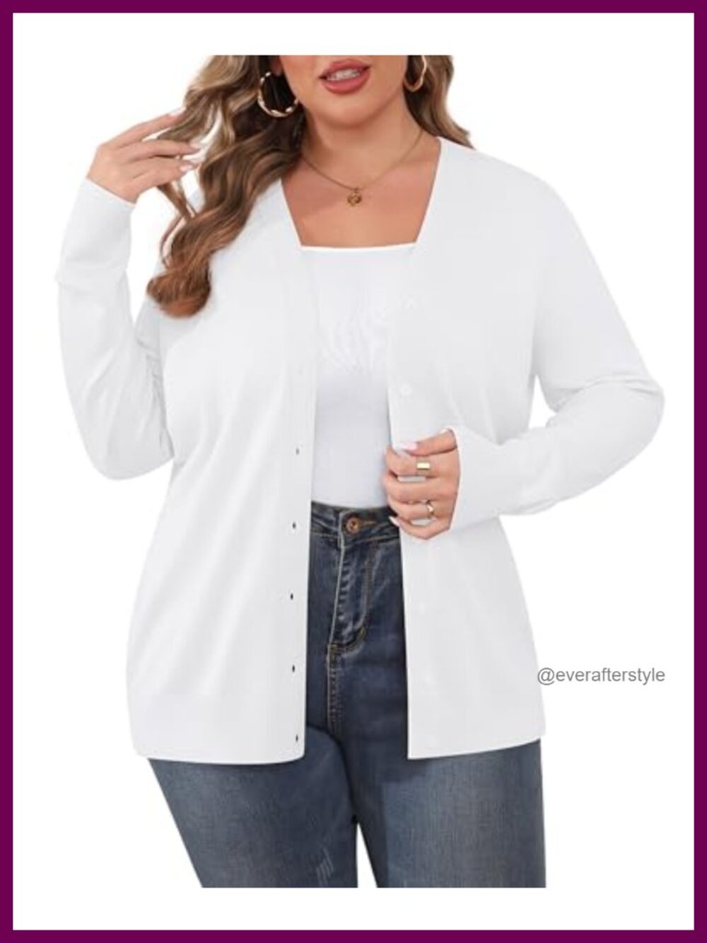 Plus Size Cardigan Lightweight Long Sleeve Button Sweater